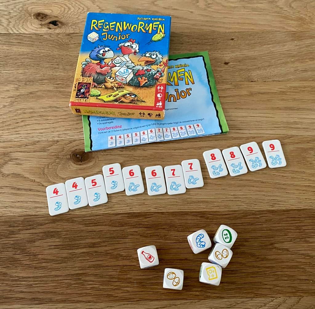 Regenwormen junior dobbelspel, Ophalen, Gebruikt
