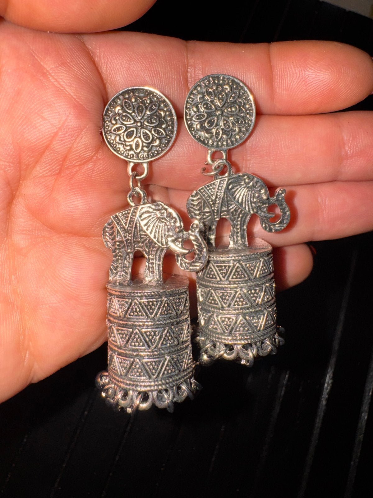 Oosterse Olifant Oorbellen in Zilver - 7cm Lengte, Ophalen of Verzenden, Nieuw, Zilver, Hangers