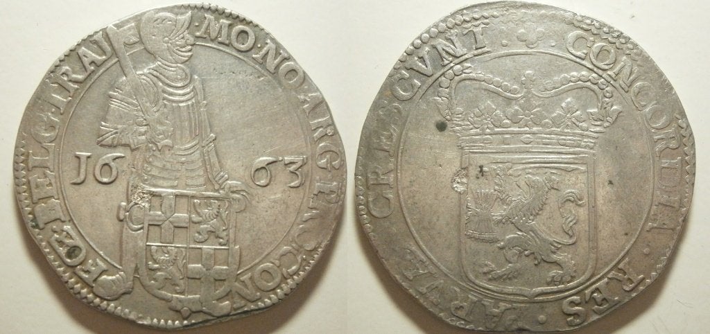 Utrecht Dukaat zilver 1663 - ZF/P - zeer zeldzaam jaartal, Vóór koninkrijk, Zilver, Ophalen of Verzenden, Losse munt