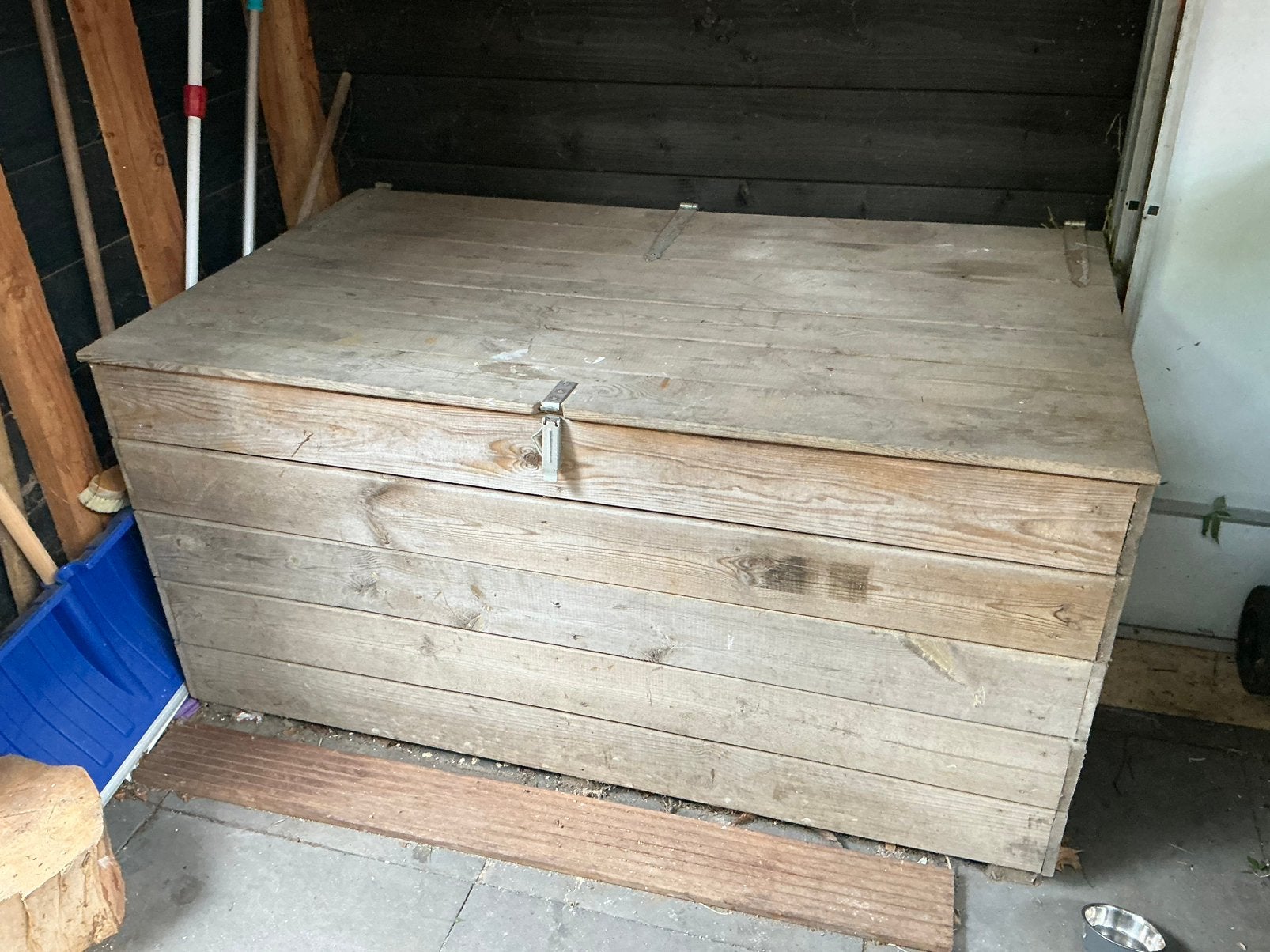 Houten opbergkist voor tuinkussens en tuinstoelen, Tuin en Terras, Ophalen, Gebruikt, Hout, Overige typen