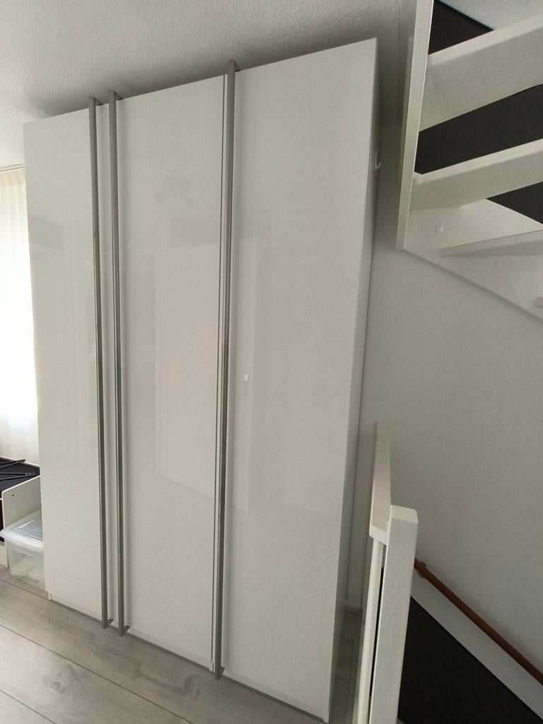 Ikea Pax kast met deuren hoogglans wit, Ophalen, Met deur(en), 200 cm of meer, 150 tot 200 cm