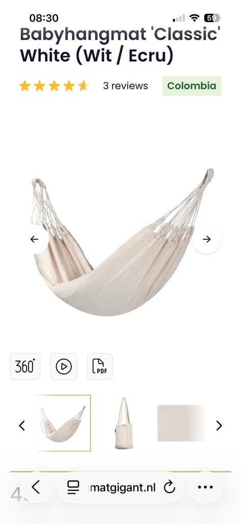 Baby hangmat nieuw, Ophalen of Verzenden, Nieuw, Eenpersoons, Binnen