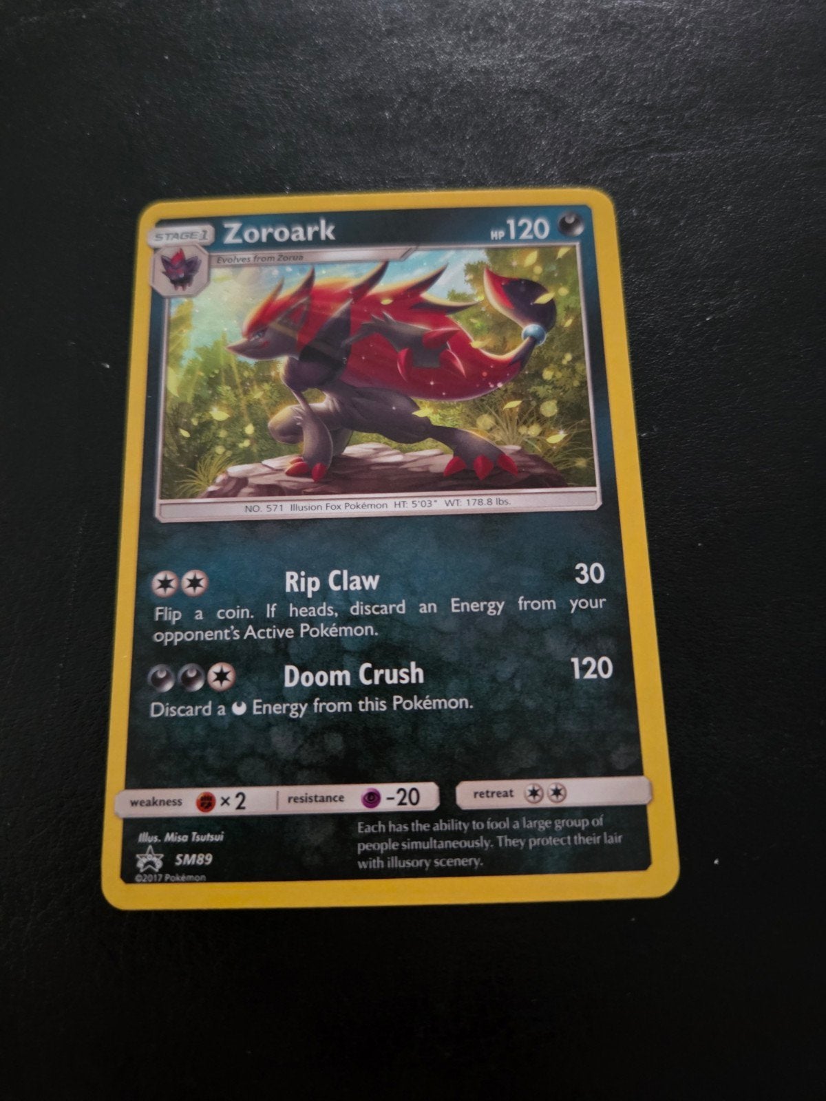 Zoroark Pokémon kaart SM89 - Zo goed als nieuw, Ophalen of Verzenden, Zo goed als nieuw, Losse kaart