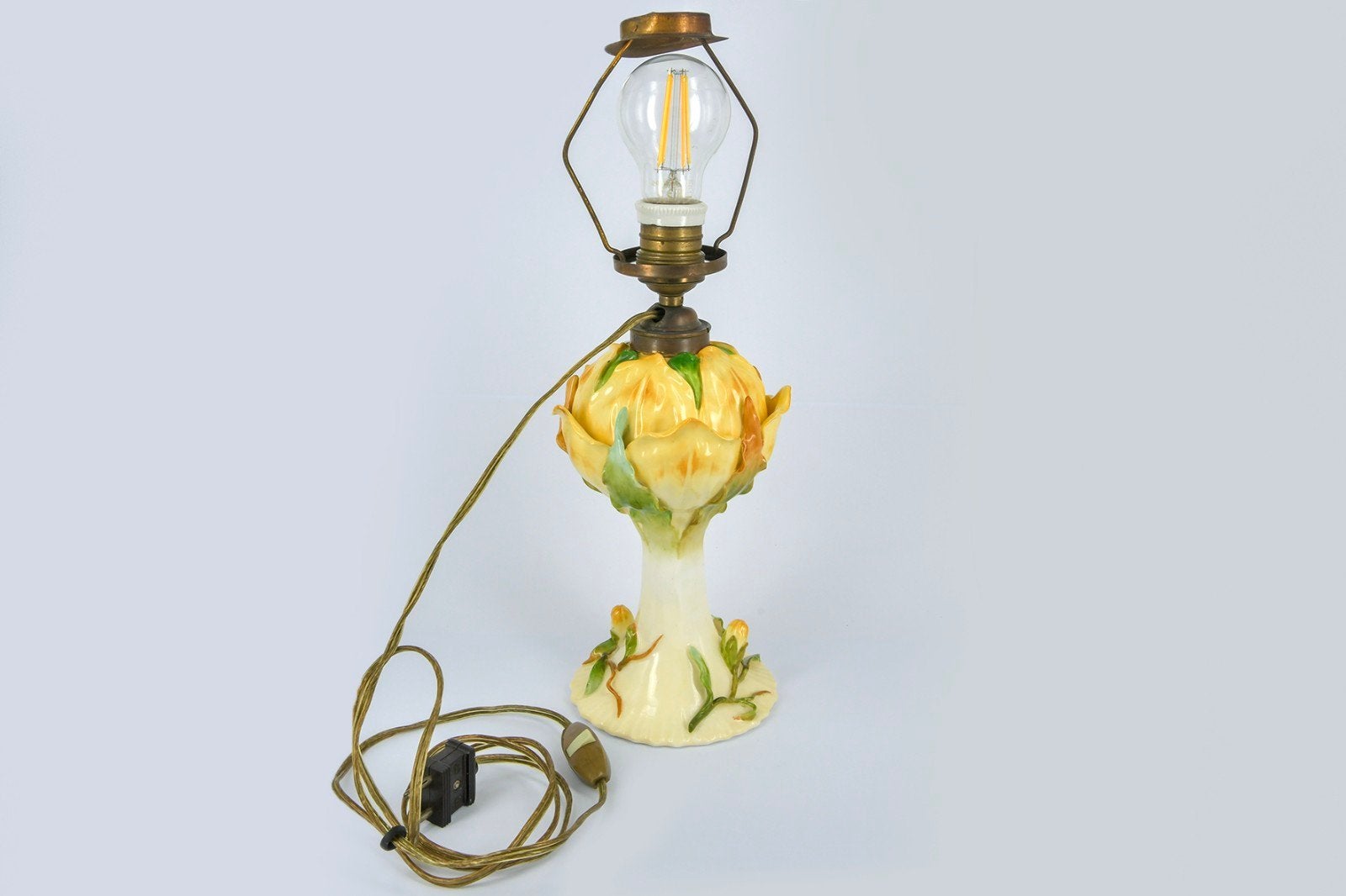 ANTIEKE PORSELEINEN SCHEMERLAMP, Ophalen of Verzenden