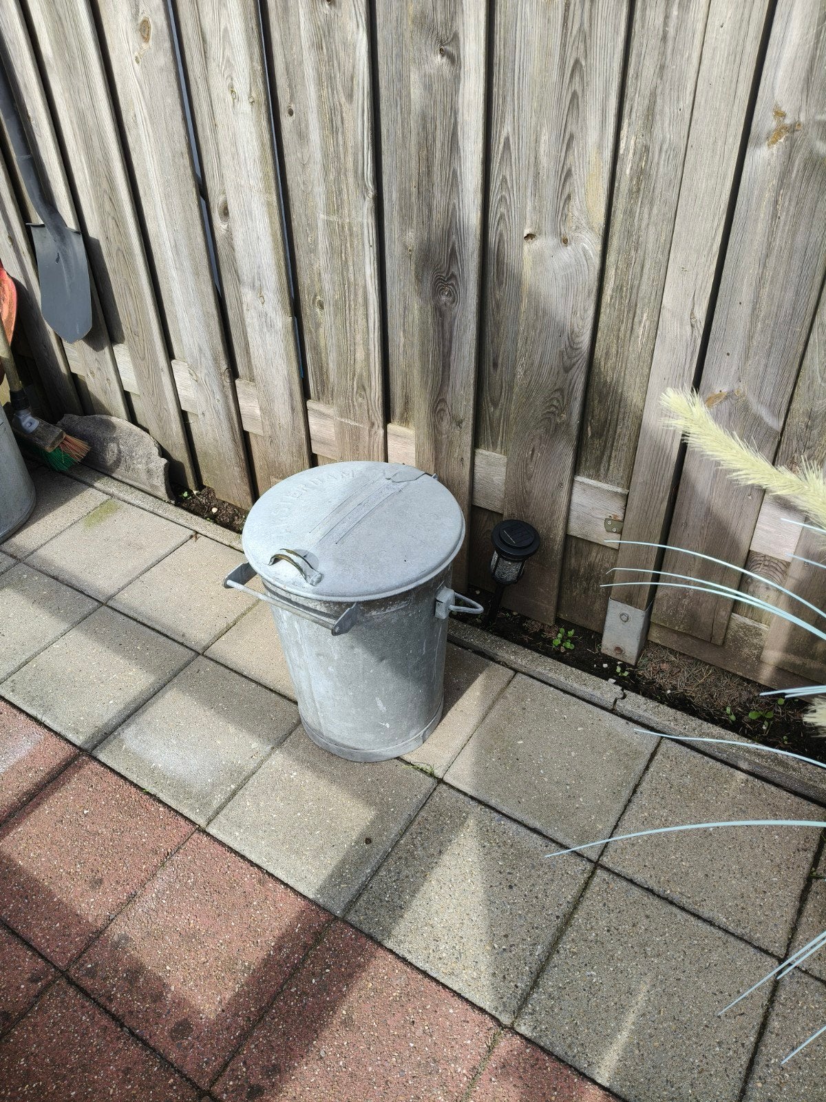 Vintage zinken vuilnisbak en wastobbe r, Ophalen, Gebruikt, Grijs, Brocante