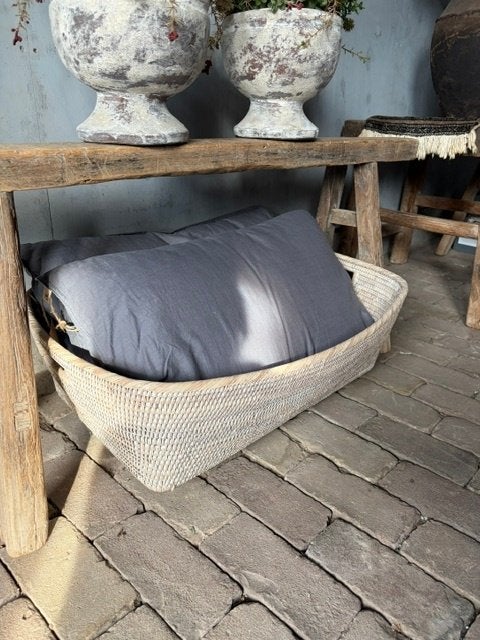NIEUW MAND OPBERGER BIRMA RIET white wash mooi voor kussens, Nieuw, Ophalen of Verzenden, Nvt, Riet