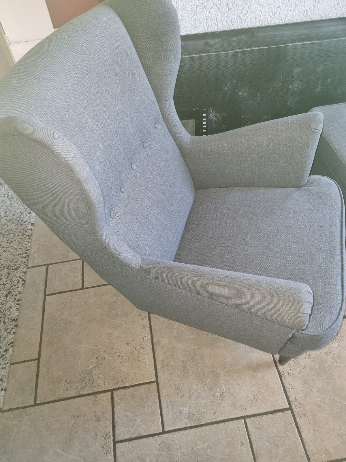 Grijze fauteuil met voetenbank - Zo goed als nieuw, Ophalen, 75 tot 100 cm, Zo goed als nieuw, 50 tot 75 cm