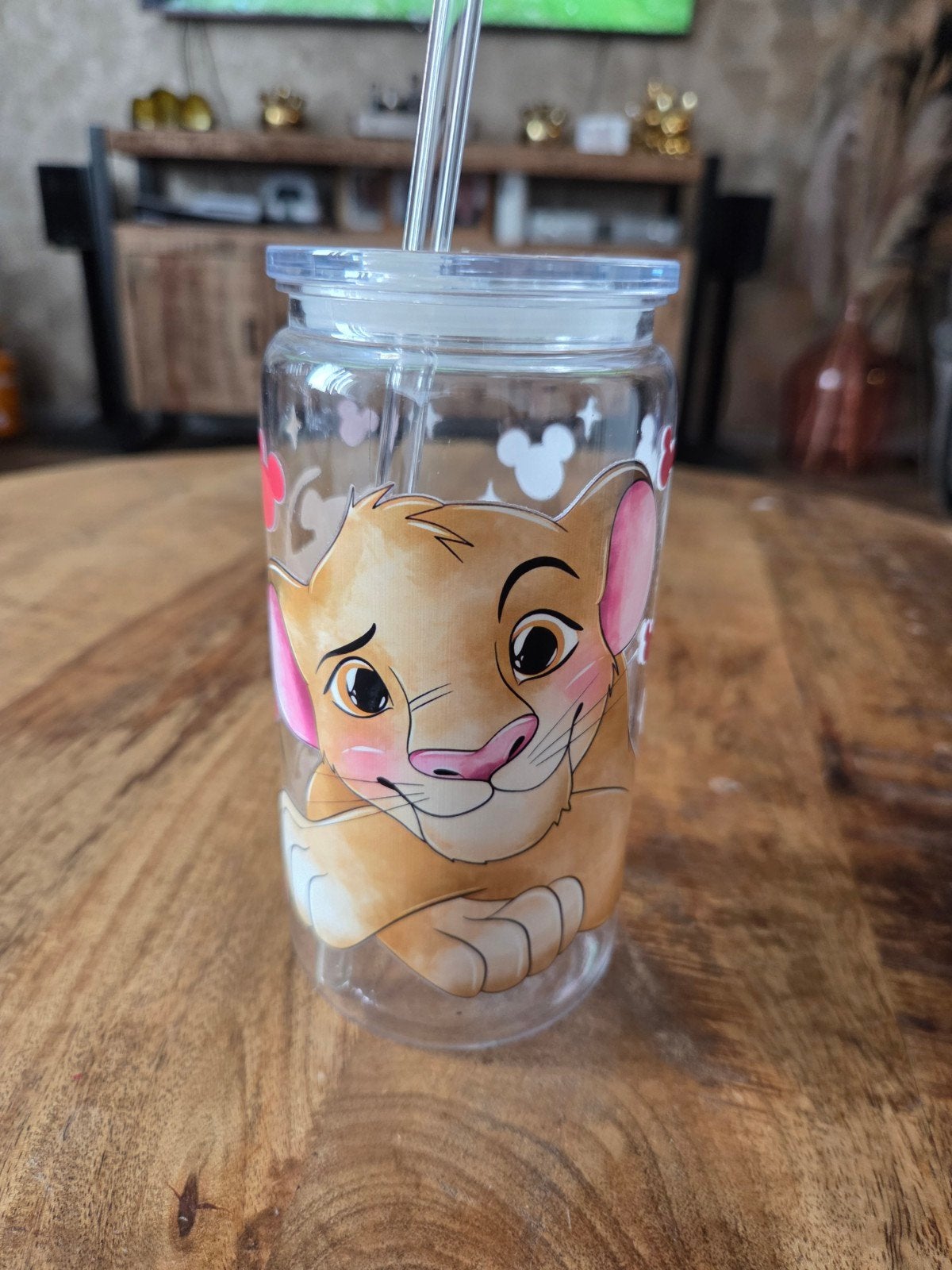Disney Leeuwenkoning Simba plastic beker met rietje, Meerkleurig, Overige stijlen, Nieuw, Kunststof