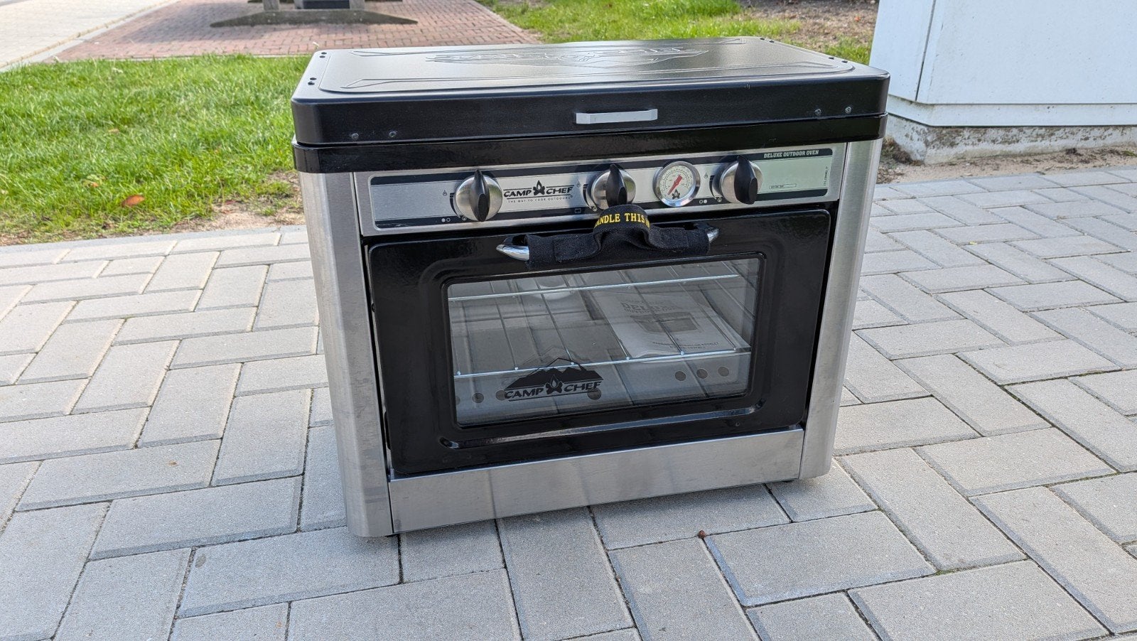 Camp Chef Deluxe Outdoor Oven + gasfles – zo goed als nieuw, Ophalen of Verzenden, Zo goed als nieuw