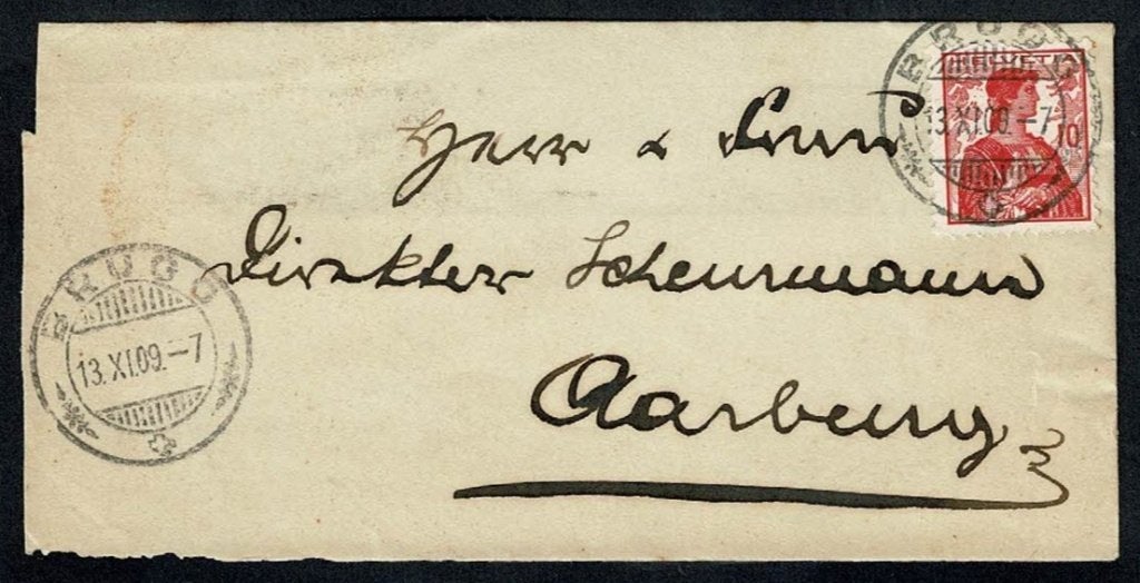 Zwitserland : envelopje afgestempeld BRUGG 13.XI.09, Postzegels en Munten, Brieven en Enveloppen | Buitenland, Verzenden, Envelop