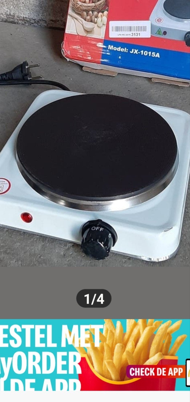 Draagbare elektrische kookplaat JX-1015A, Witgoed en Apparatuur, Kookplaten, Nieuw, 3 kookzones of minder, Ophalen of Verzenden