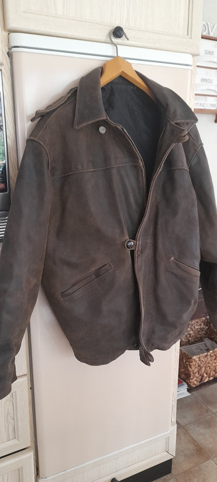 Stoere leren jas (maat 50 ) ong., Ophalen, Zo goed als nieuw
