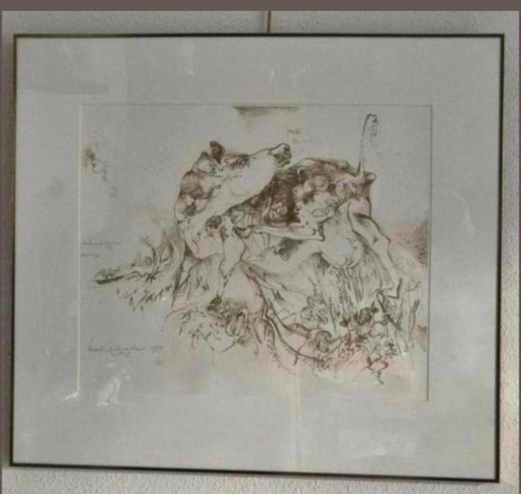 Lithografie 'Dansende Koe' van Martin Linnartz (1979), Ophalen