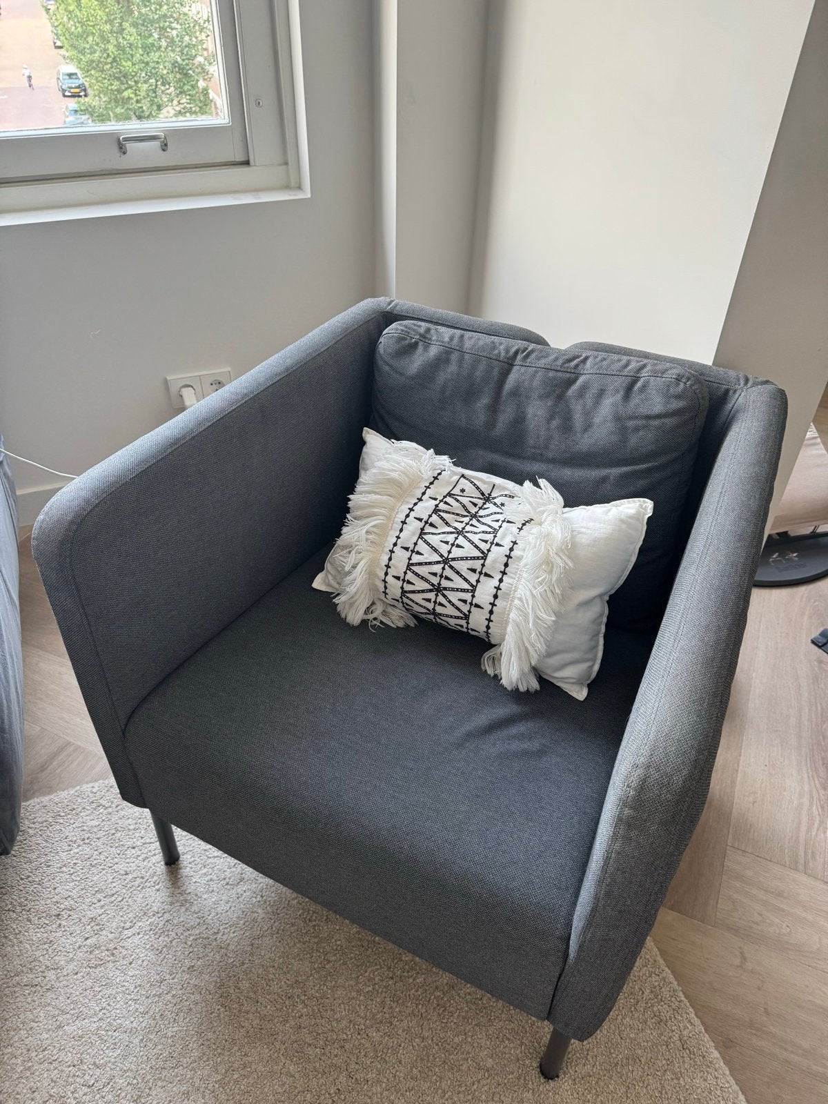IKEA EKERÖ fauteuil - Donkergrijs (2 stuks), Ophalen, Gebruikt, Stof, 75 tot 100 cm