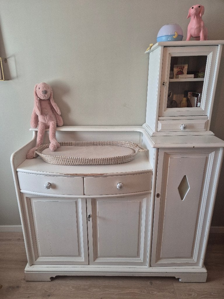 Vintage commode met opzetkast - wit, Ophalen, Gebruikt, Wit, Vintage, Klassiek