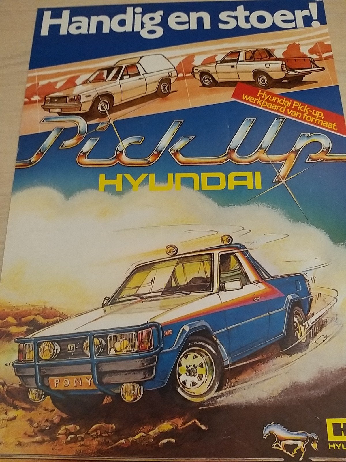 Nederlands jaren 80 Hyundai Pony pick-up folder izgst, Ophalen of Verzenden, Zo goed als nieuw, Overige merken