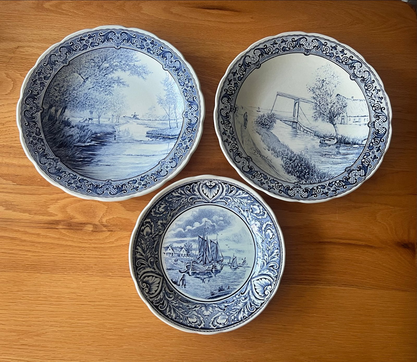Set van 3 Delfts Blauwe Wandborden - Hollandse Scènes, Ophalen