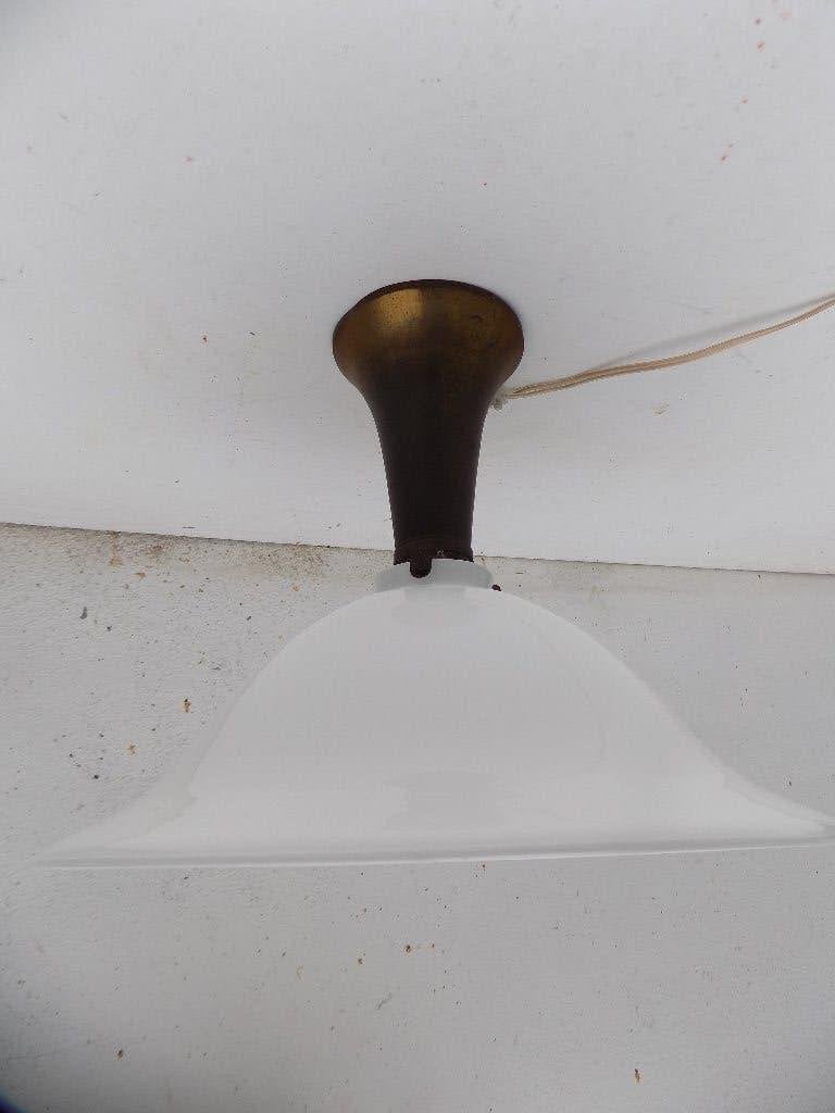 Hanglamp lamp vintage melkglazen kap vintage brocante, Ophalen of Verzenden, Gebruikt