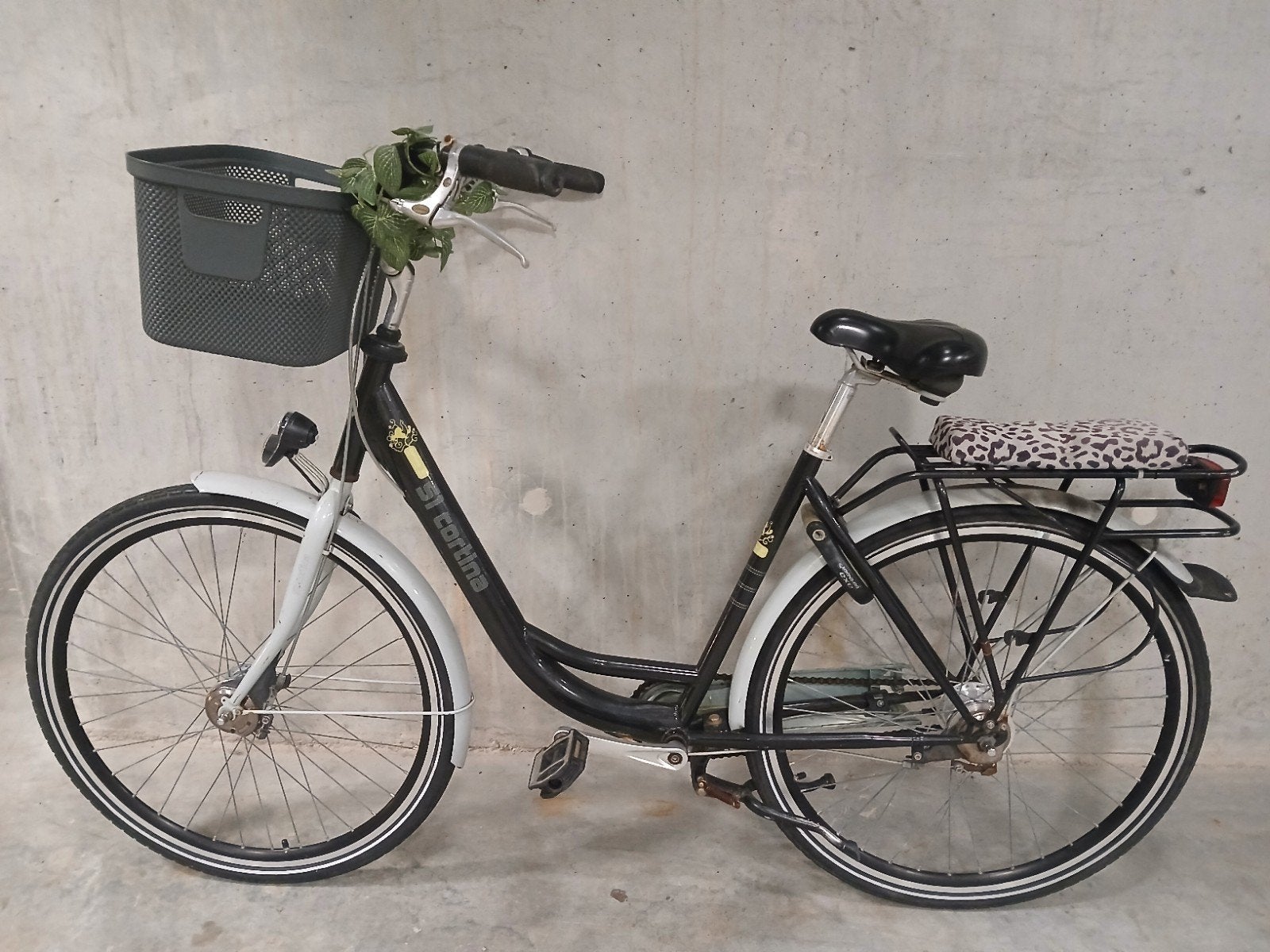 Cortina Damesfiets met mand en bagagedragerkussen, Terugtraprem, 50 tot 53 cm, Ophalen, Overige merken