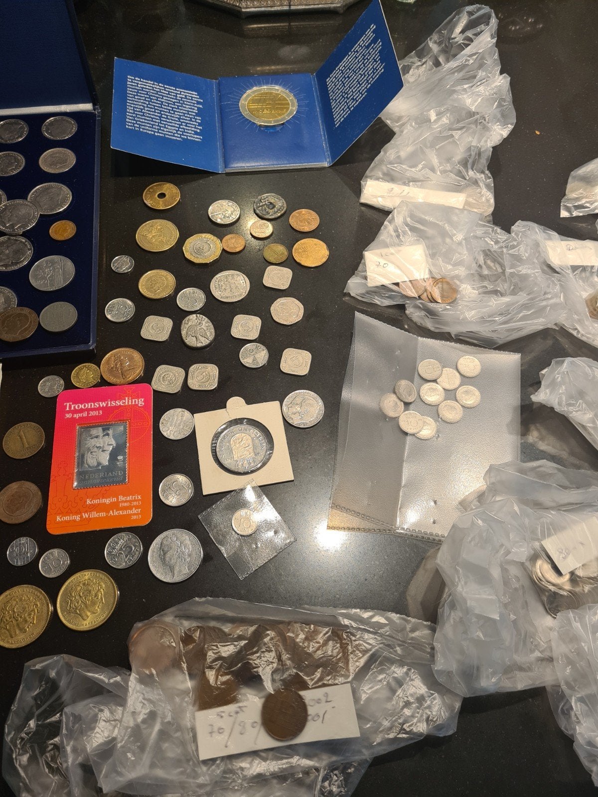 Diverse collectie munten en bankbiljetten, Koningin Juliana, Setje, Zilver, Ophalen of Verzenden