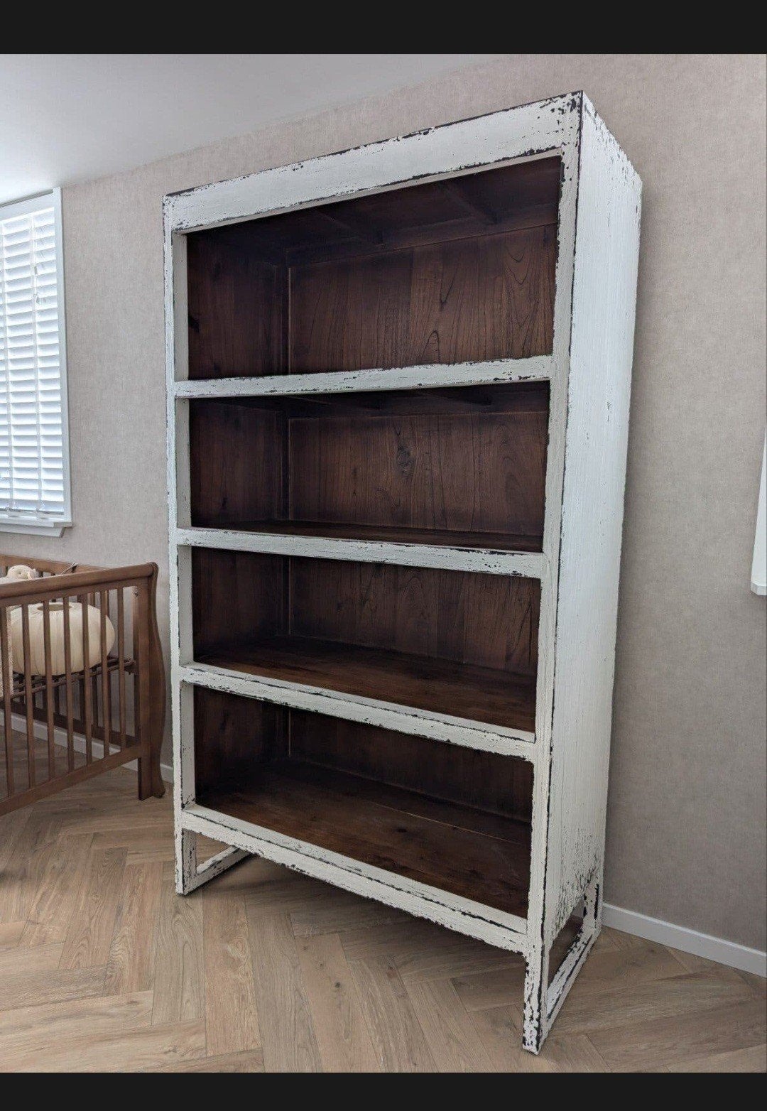 Houten kast met verweerd effect - Landelijke/Vintage stijl, Ophalen, Met plank(en), 100 tot 150 cm, Landelijke of vintage