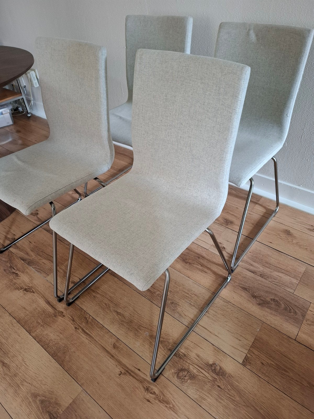 Set van 4 eetkamerstoelen - Grijs stof als nieuw, Huis en Inrichting, Stoelen, Ophalen, Zo goed als nieuw, Stof, Vier