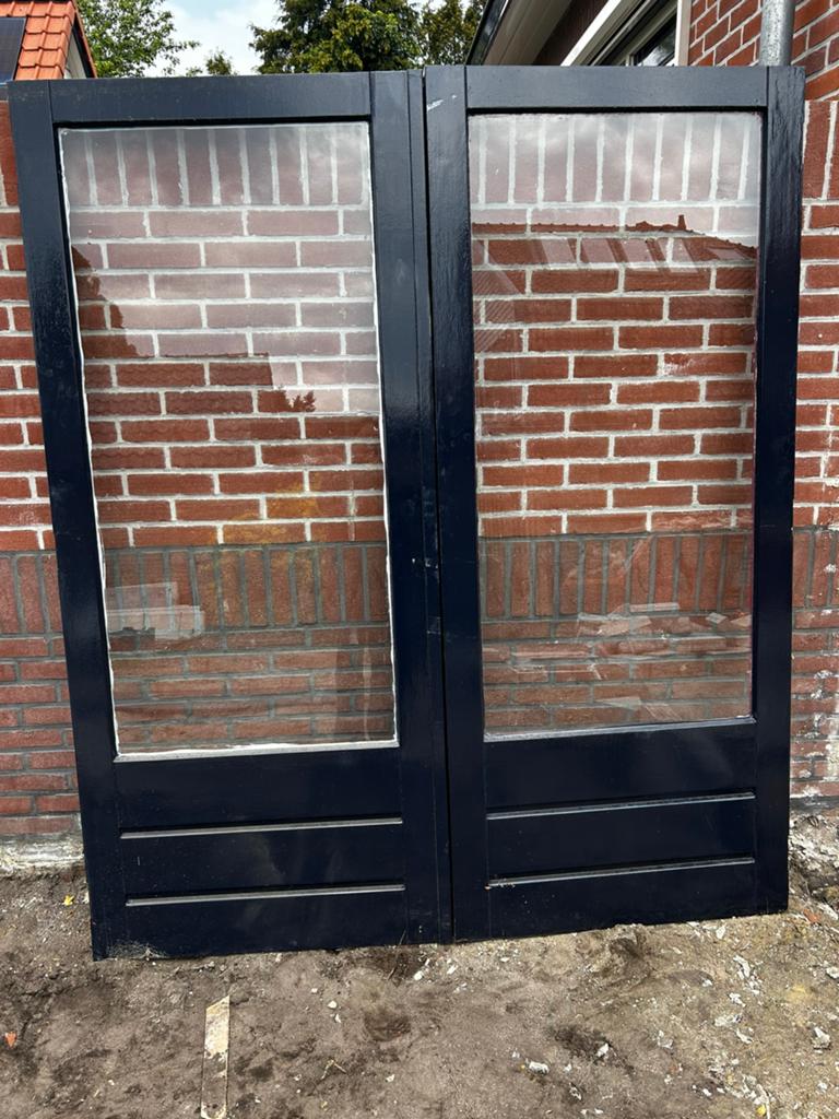 Openslaande deuren hardhout, Ophalen, Gebruikt, Buitendeur, 200 tot 215 cm