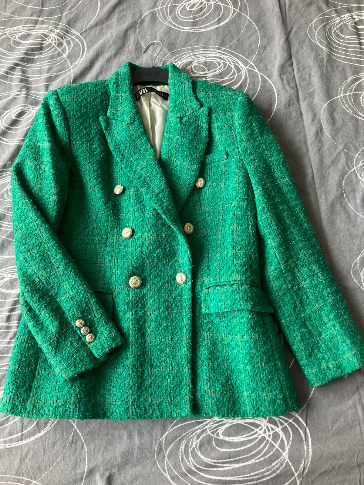Tweed Style Emerald Green Blazer Zara, Maat 42/44 (L), Ophalen of Verzenden, Zo goed als nieuw, Jasje