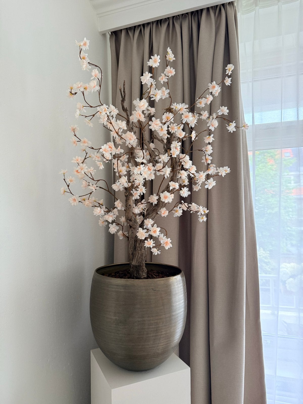 Zijden Kunst Bloesem Boom Peach 80 cm, Ophalen, Binnen, Roze, Onderhoudsvrij