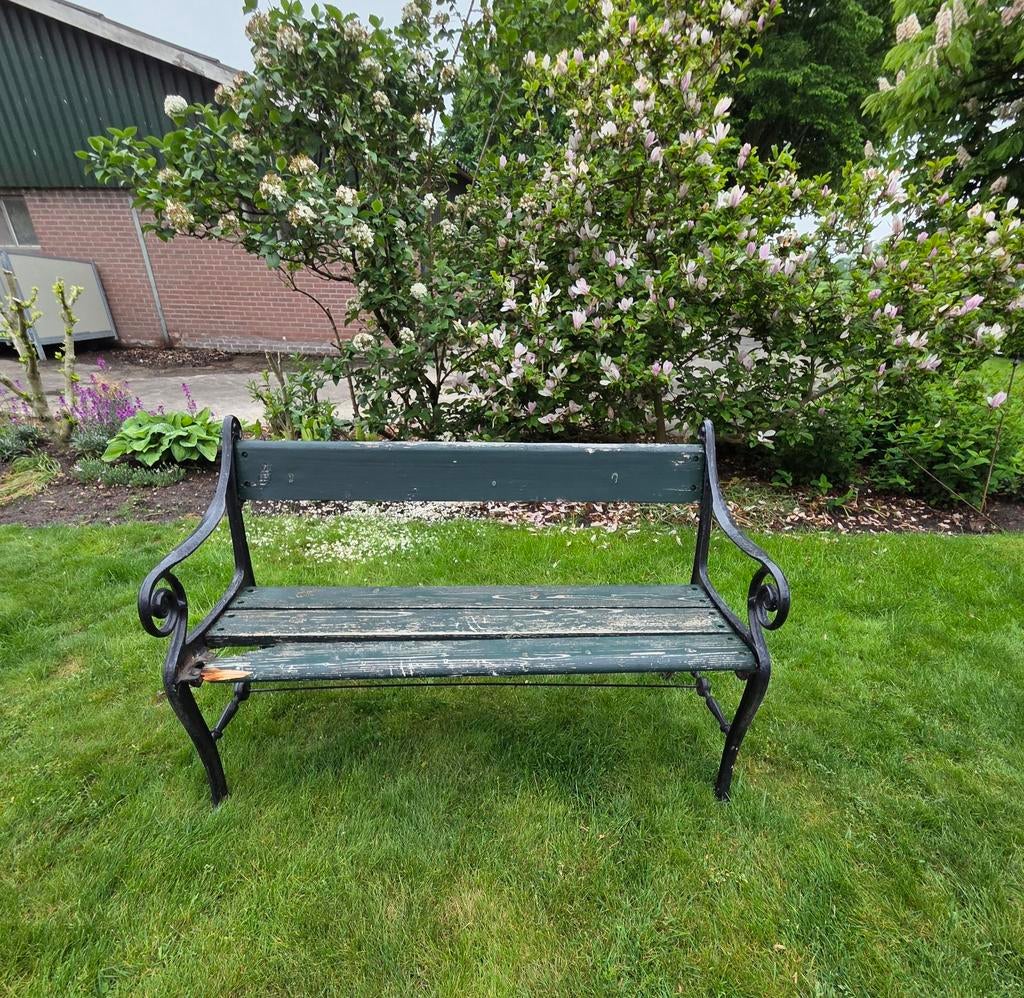 Gietijzeren onderstel bankje /parkbank, Tuin en Terras, Ophalen, Gebruikt, Metaal