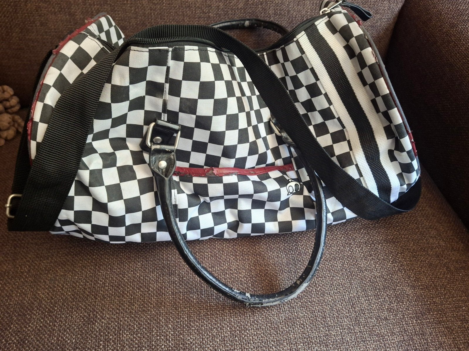 Zwart wit geblokte reistas Merc London, ska, Ophalen of Verzenden, Zo goed als nieuw, Zwart, 30 cm of meer