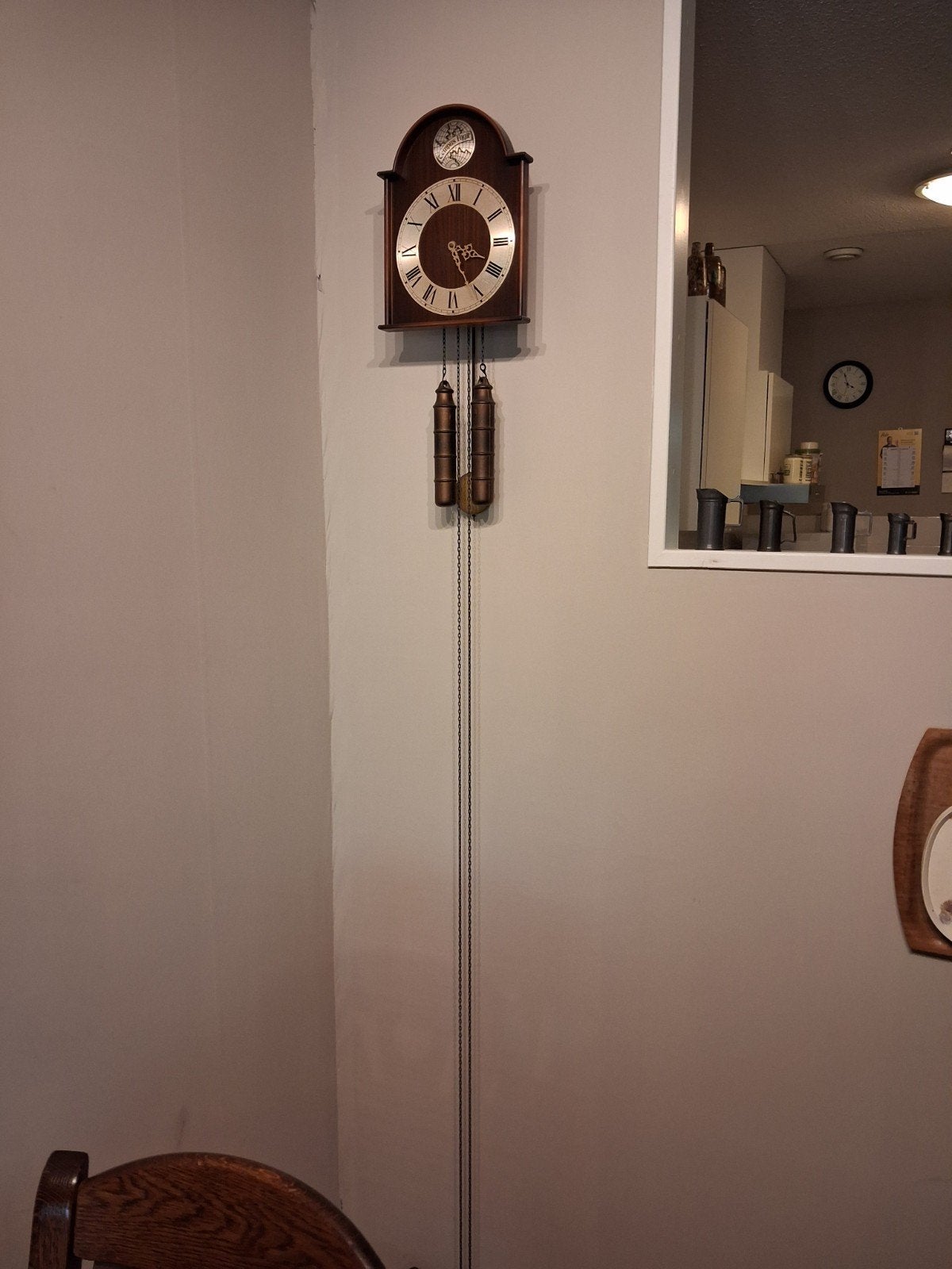 Mooie vintage wandklok met slinger, Ophalen of Verzenden