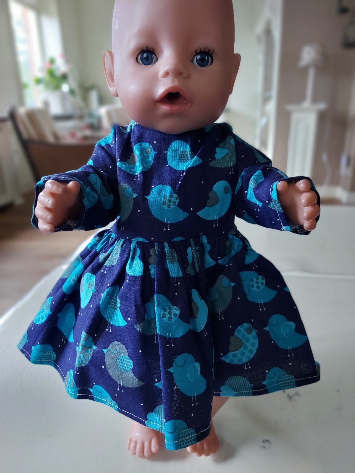 Mooie vogeltjes zwier jurk baby born pop 43cm, Ophalen of Verzenden, Nieuw, Meisje