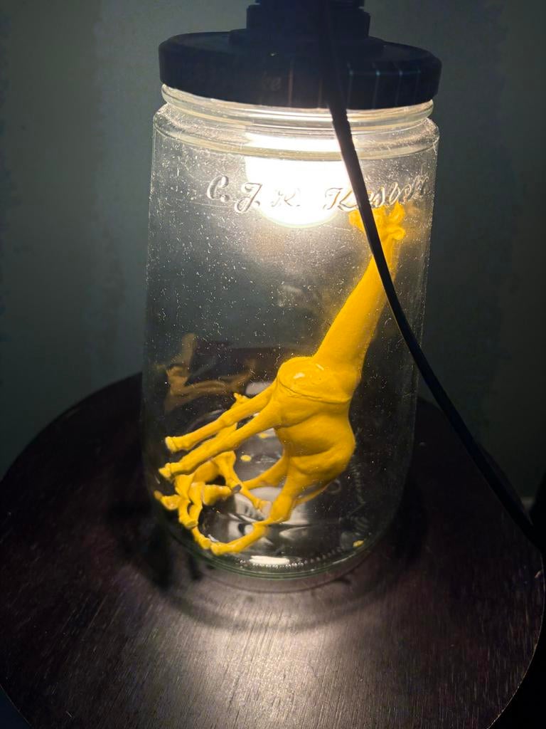 Unieke Giraffe Lamp in Pot - Handgemaakt, Huis en Inrichting, Lampen | Overige, Gebruikt, Ophalen of Verzenden