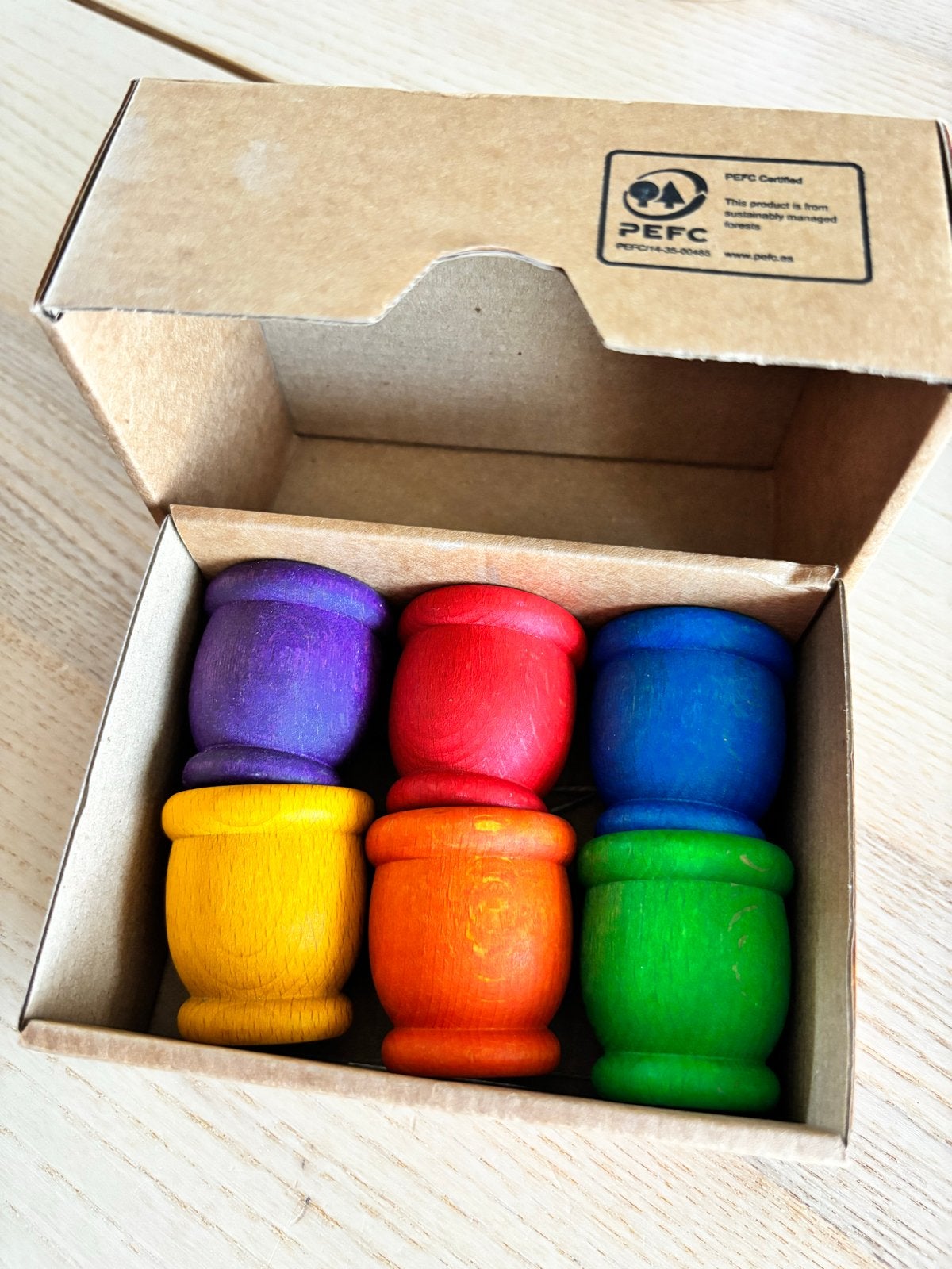 Grapat bakjes, 6 stuks, regenboogkleuren, Kinderen en Baby's, Speelgoed | Houten speelgoed, Ophalen, Zo goed als nieuw, Overige typen