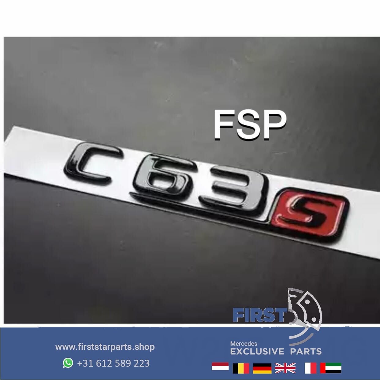 W205 C205 A205 S205 C63S EMBLEEM ZWART LOGO Mercedes C Klass, Gebruikt, -, Ophalen of Verzenden, Achter