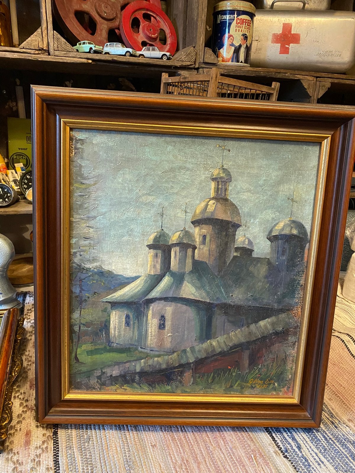 olieverfschilderij  oosters-orthodoxe kerk of klooster, Ophalen of Verzenden