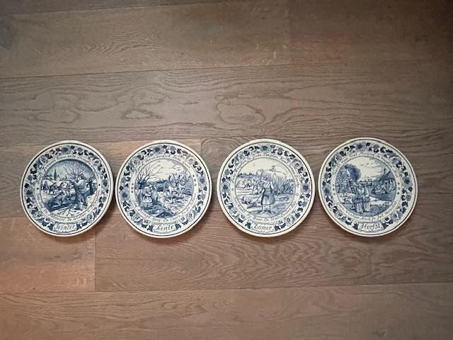 4 x Delfts blauw sierbord 4 jaargetijden. Royal Goedewaagen., Ophalen