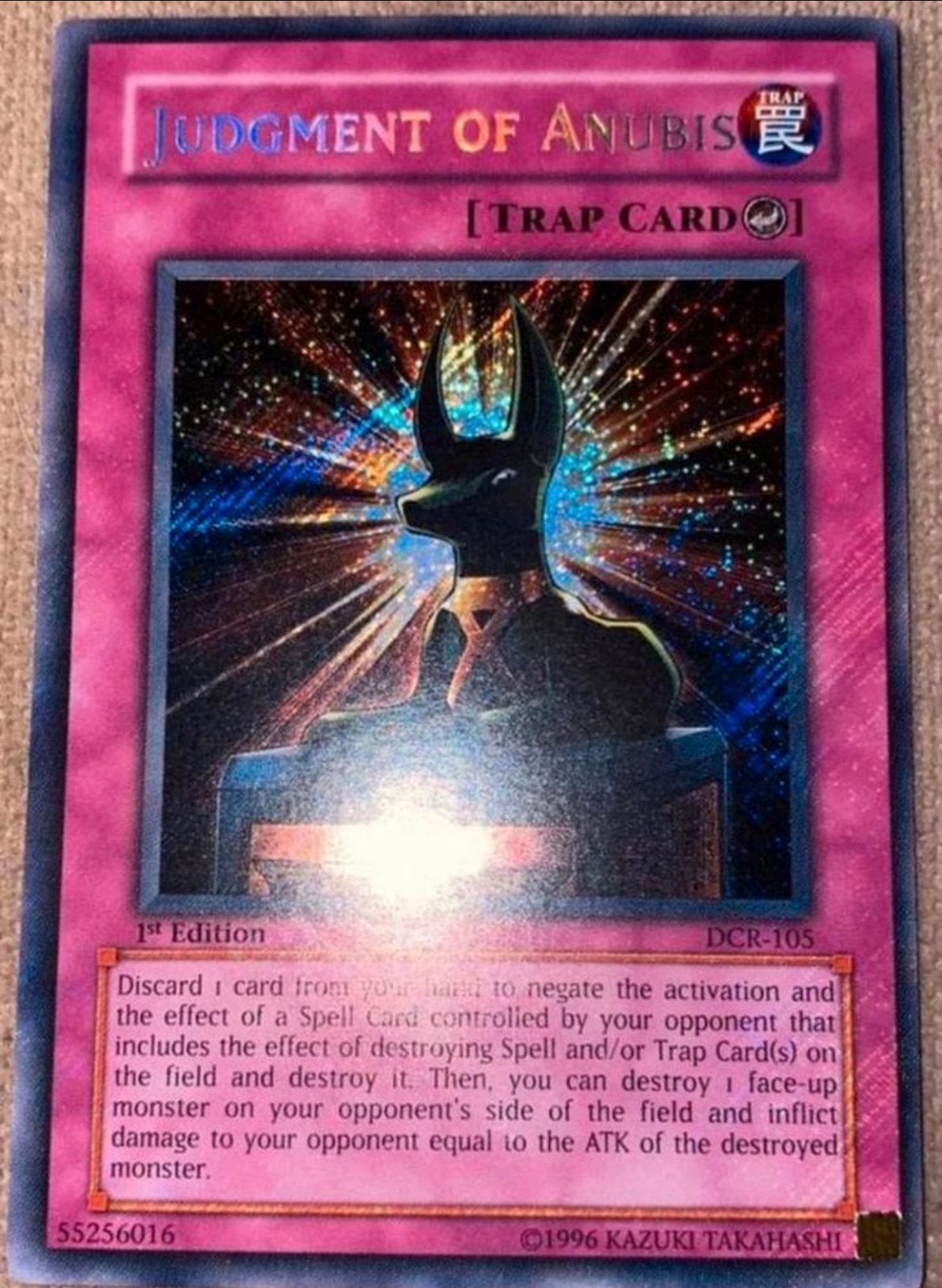 Yu-Gi-Oh! Judgment of Anubis DCR 1st Edition Old US !, Ophalen of Verzenden, Gebruikt, Losse kaart, Foil