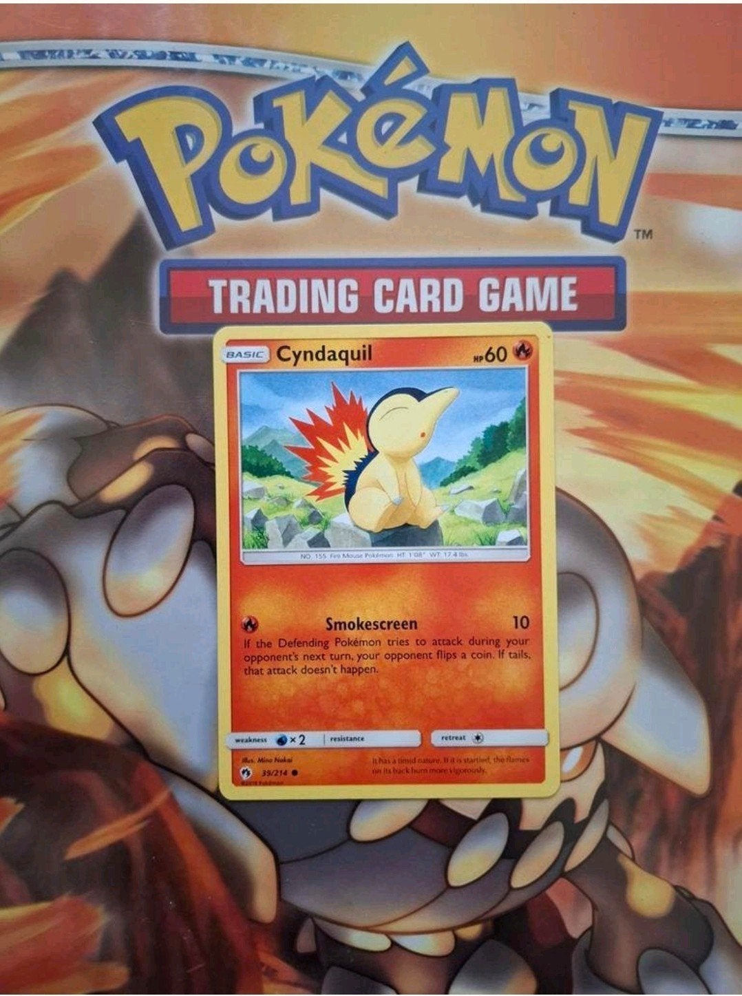 Cyndaquil 39/214 Sun&Moon Lost thunder pokemon kaart nm, Ophalen of Verzenden, Zo goed als nieuw, Losse kaart