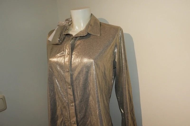 Est'seven goud kleurige blouse jasje met riem nieuw M, Kleding | Dames, Blouses en Tunieken, Maat 38/40 (M), Overige kleuren, Verzenden