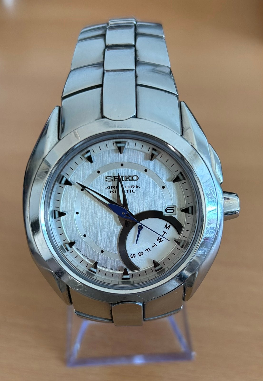 Seiko Arctura Kinetic. Day / date., Staal, Polshorloge, Ophalen of Verzenden, Zo goed als nieuw