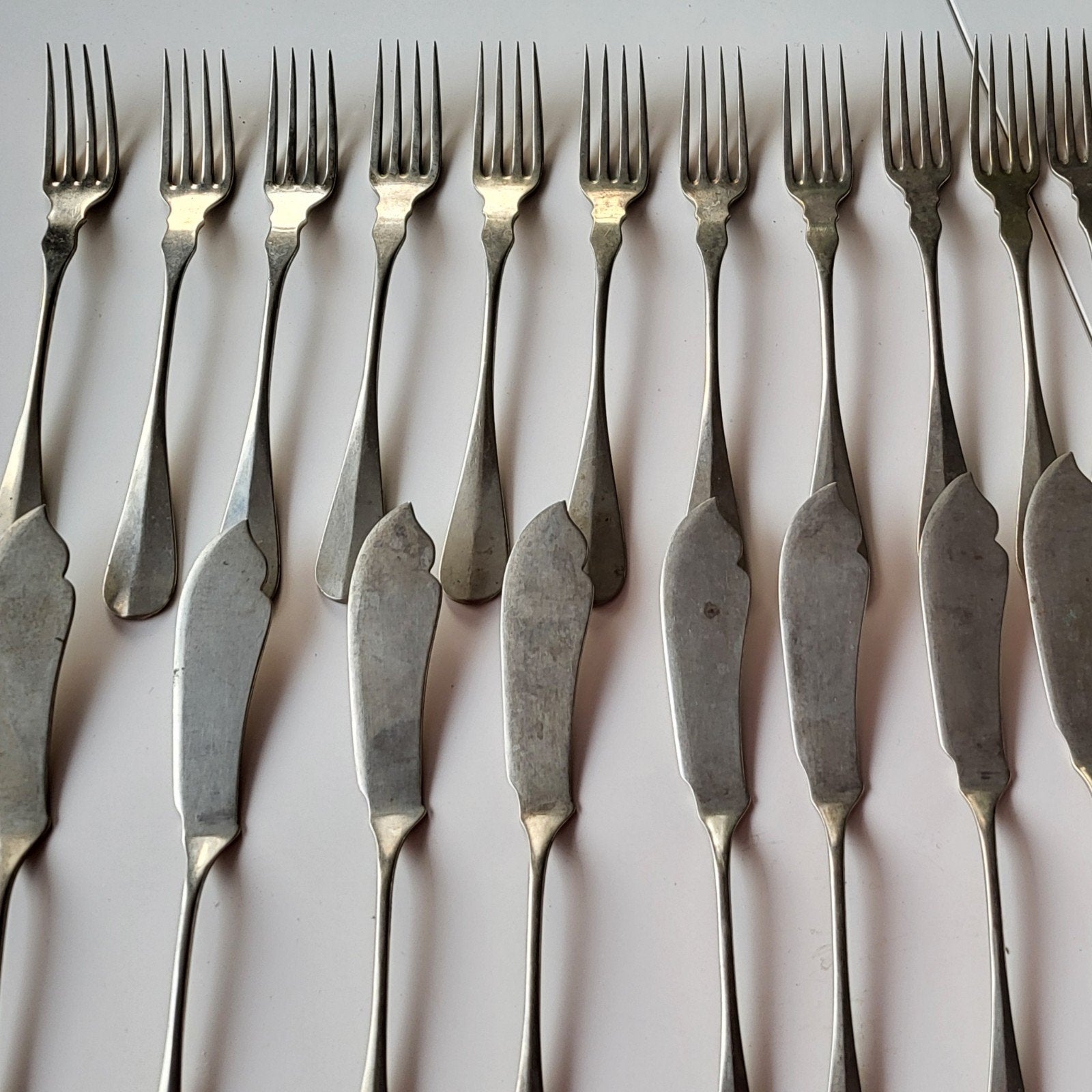 Prachtige set vintage/antieke viscouverts (visbestek), Ophalen of Verzenden