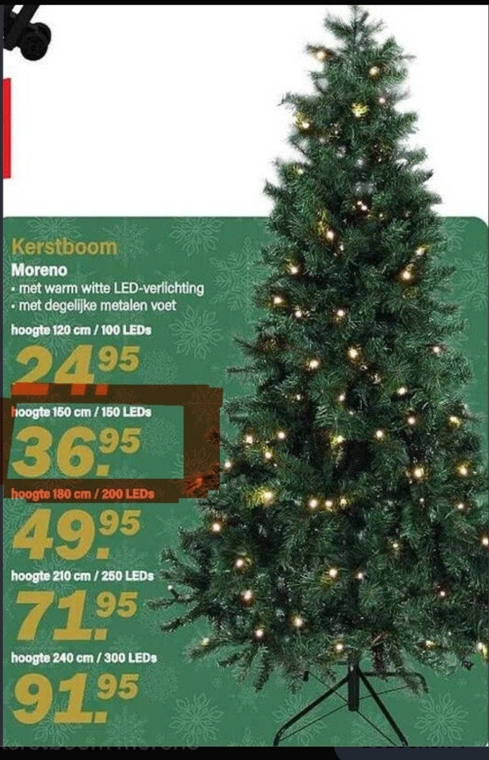 Kerstboom Moreno hoogte 150  breedte 91, Ophalen, Zo goed als nieuw