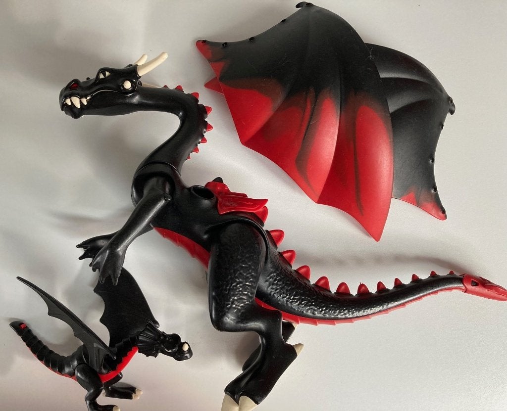 playmobil, grote en kleine rood/zwarte draak, Ophalen of Verzenden, Gebruikt, Los playmobil
