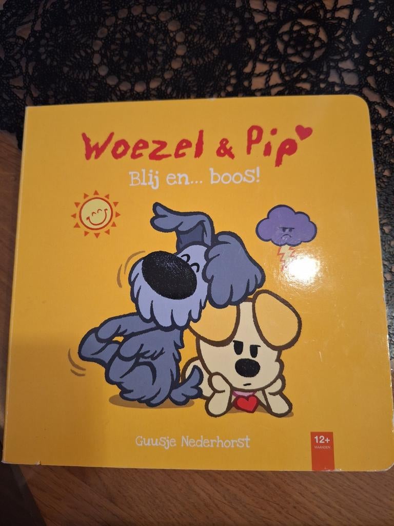 Woezel en pip kartonnen boek blij en boos geel, Ophalen of Verzenden, Gelezen