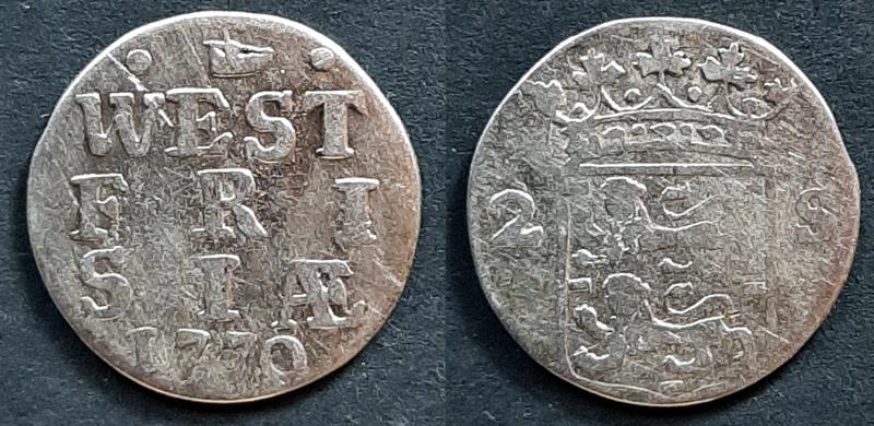 Dubbele wapenstuiver West Frisia 1770, Verzenden, Vóór koninkrijk, 10 cent, Zilver