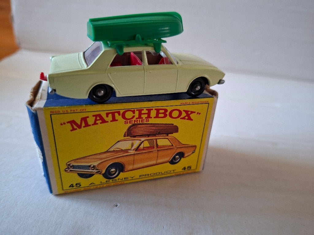 Matchbox Lesney # 45 Ford Corsair Silver BASE in E box, Verzenden, Gebruikt, Auto