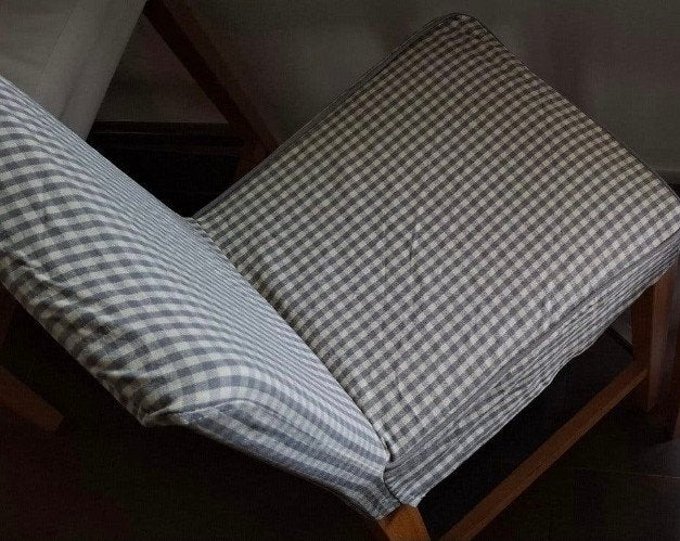 4 Geruite hoezen grijs/creme voor barkruk Henriksdal (ikea), Ophalen, Nieuw