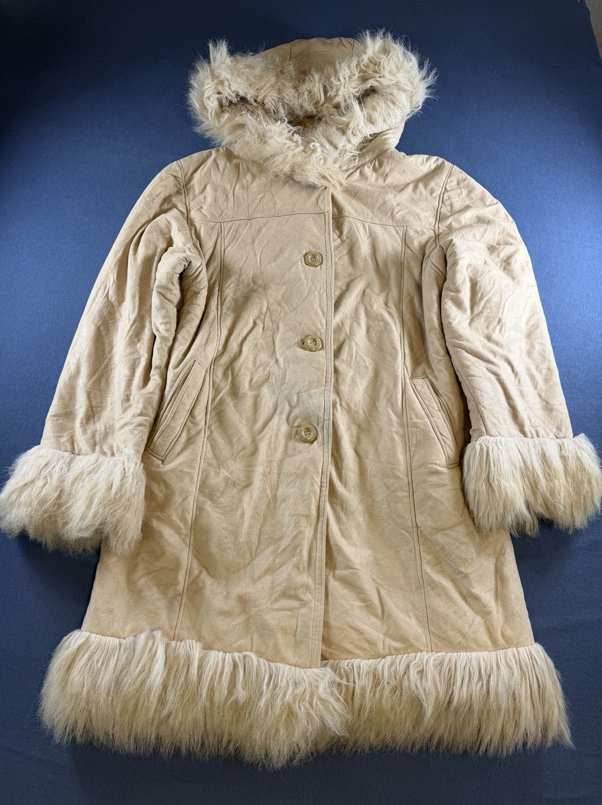 Vintage Dressing Afghaanse jas beige dames maat M, Maat 38/40 (M), Bayline Vintage Trading, Verzenden, Beige